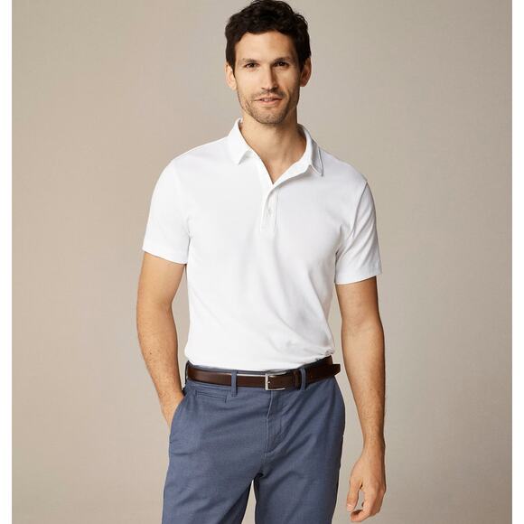 J.Crew Performance Polo Shirt Mens M White Pullover Coolmax Short Sleeve Stretch - Picture 1 of 8